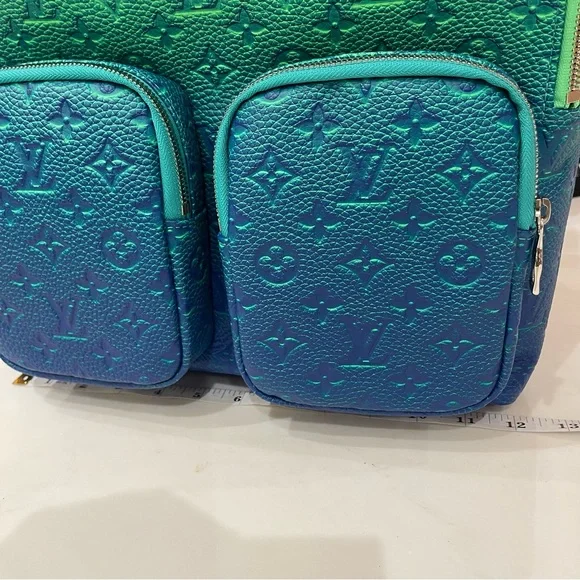 LOUIS VUITTON Virgil Abloh Blue & Neon Green Gradient Illusion Backpack - Picture 9 of 9
